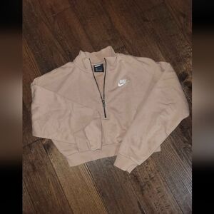 Nike Women's Dusty Pinkish Half-Zip Crop Sweater